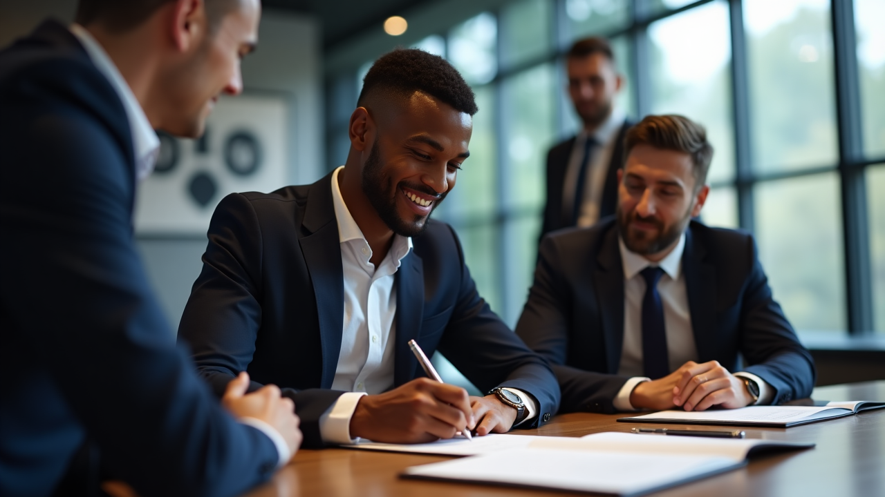 Professional contract signing ceremony